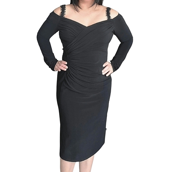 JOSEPH Ribkoff Cocktail Formal Black Dress Size 10 - Picture 3 of 11